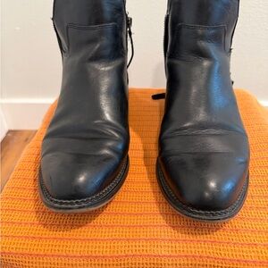Franco Sarto Black Leather Ankle Boots with Side Zip